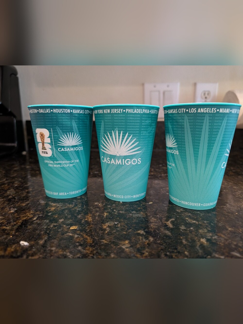 FIFA official, Casamigos Teal Promotional Cups